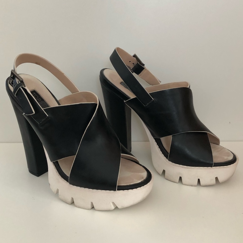 Topshop Black and White platform sandals